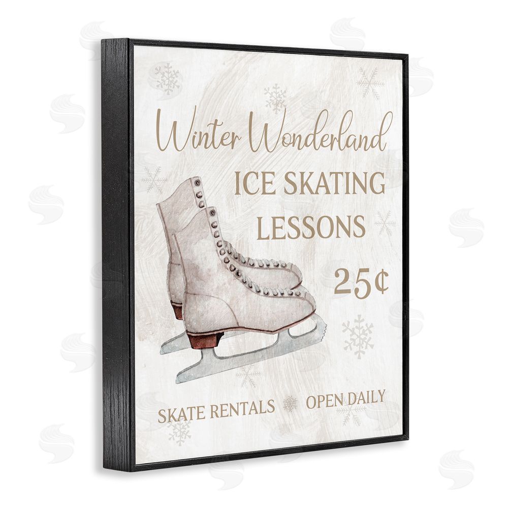 Conrad Knutsen Ice Skating Lessons Sign Black Framed Giclee Wall Art Print