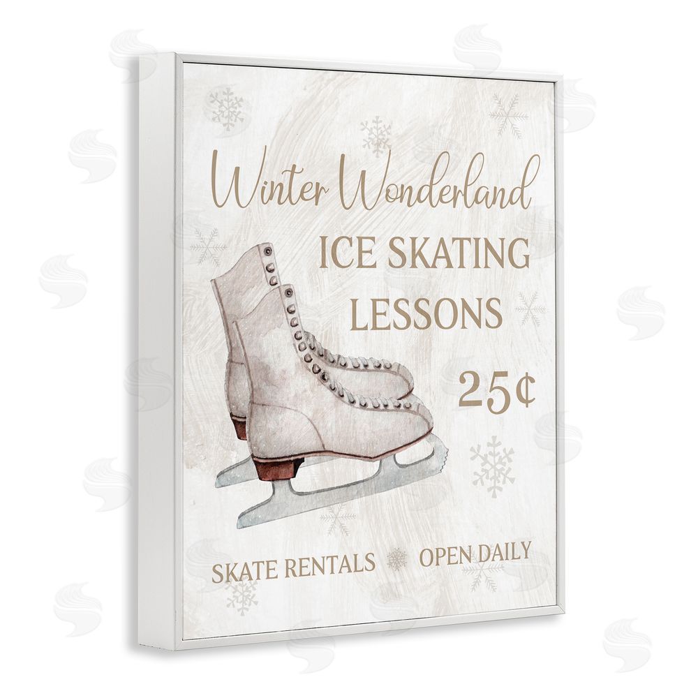 Conrad Knutsen Ice Skating Lessons Sign White Framed Giclee Wall Art Print