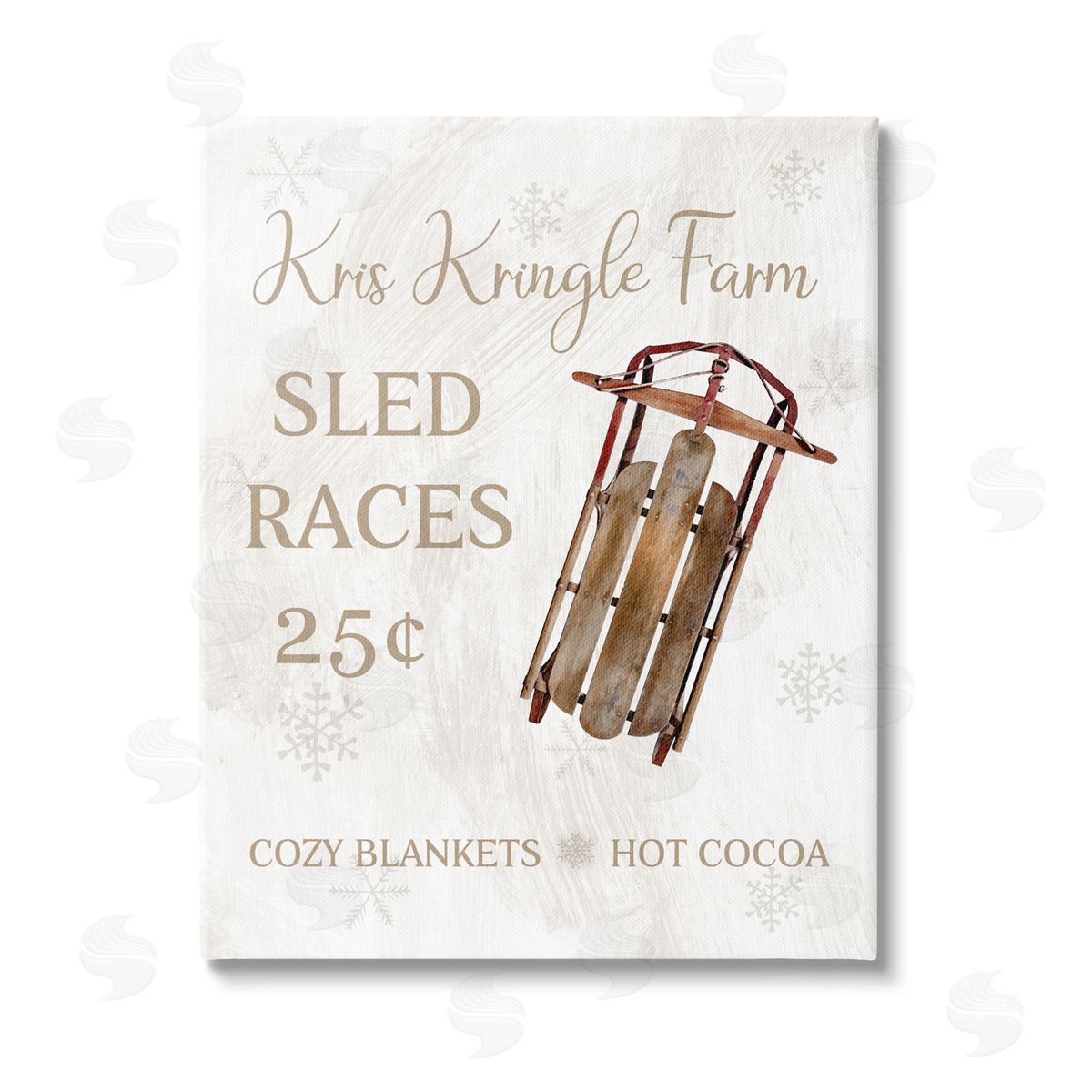 Conrad Knutsen Sled Races Holiday Sign Stretched Canvas Wall Art Print