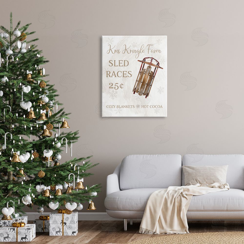 Conrad Knutsen Sled Races Holiday Sign Canvas Wall Art Print in Room