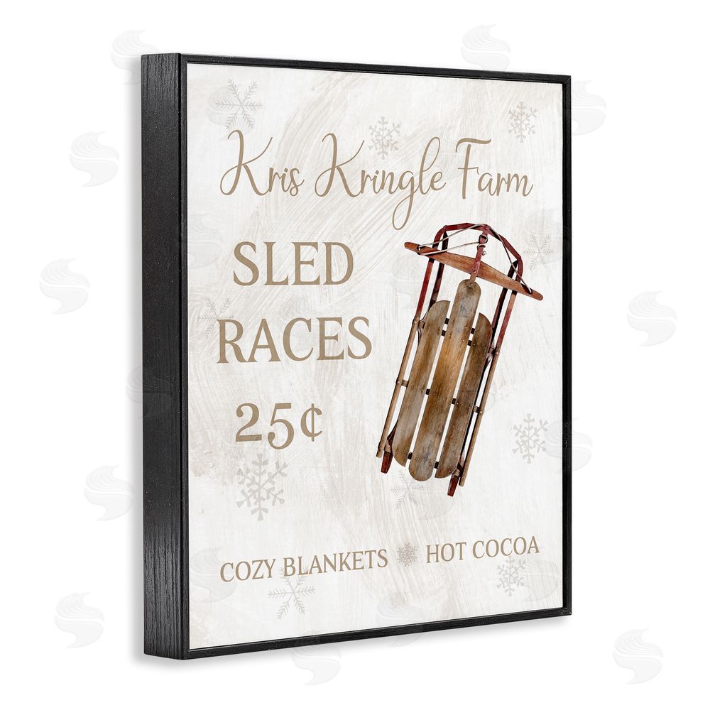 Conrad Knutsen Sled Races Holiday Sign Black Framed Giclee Wall Art Print