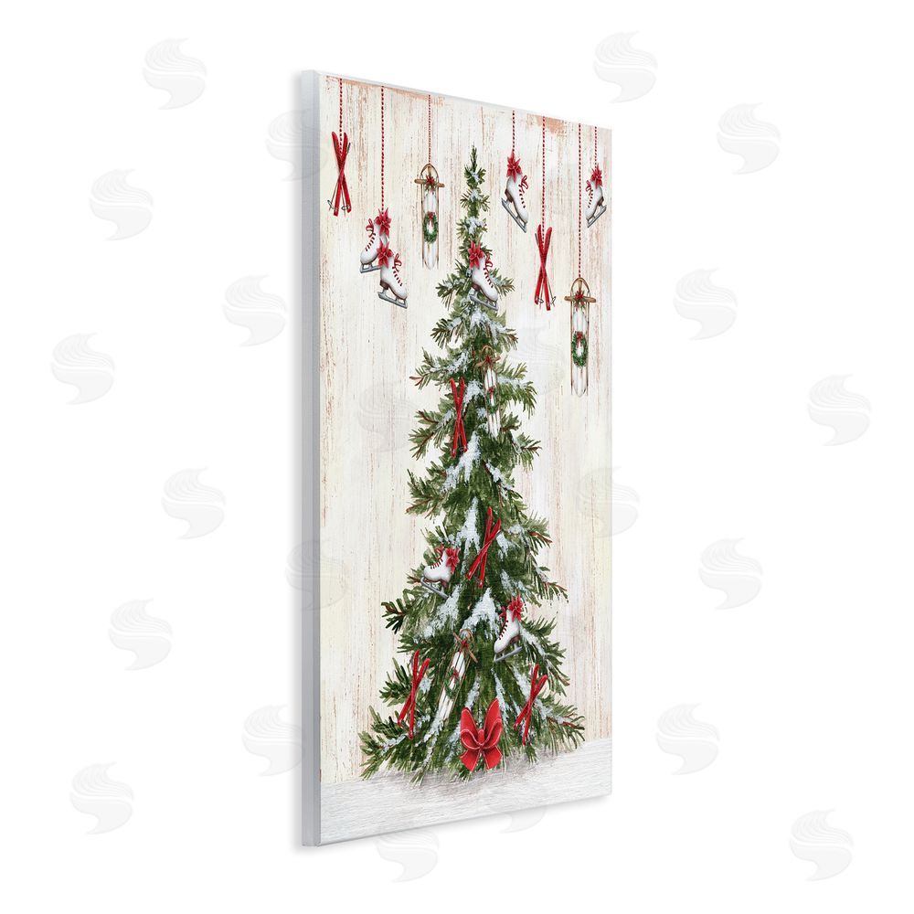 Emma Leach Ice Skates & Sleds on Tree Wall Plaque Art Print