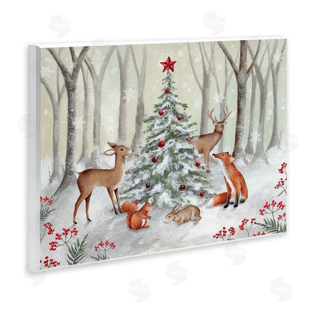 Emma Leach Forest Animals & Christmas Tree Wall Plaque Art Print