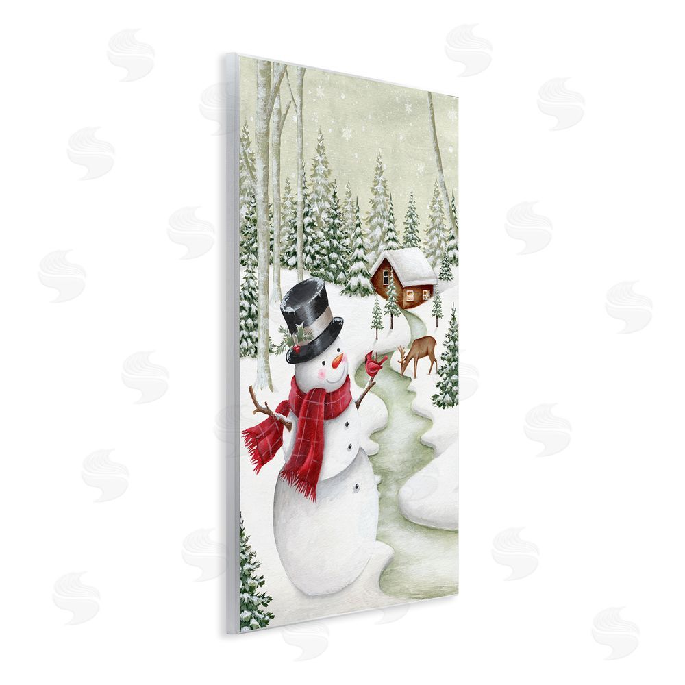 Emma Leach Snowman on Snowy Path Wall Plaque Art Print