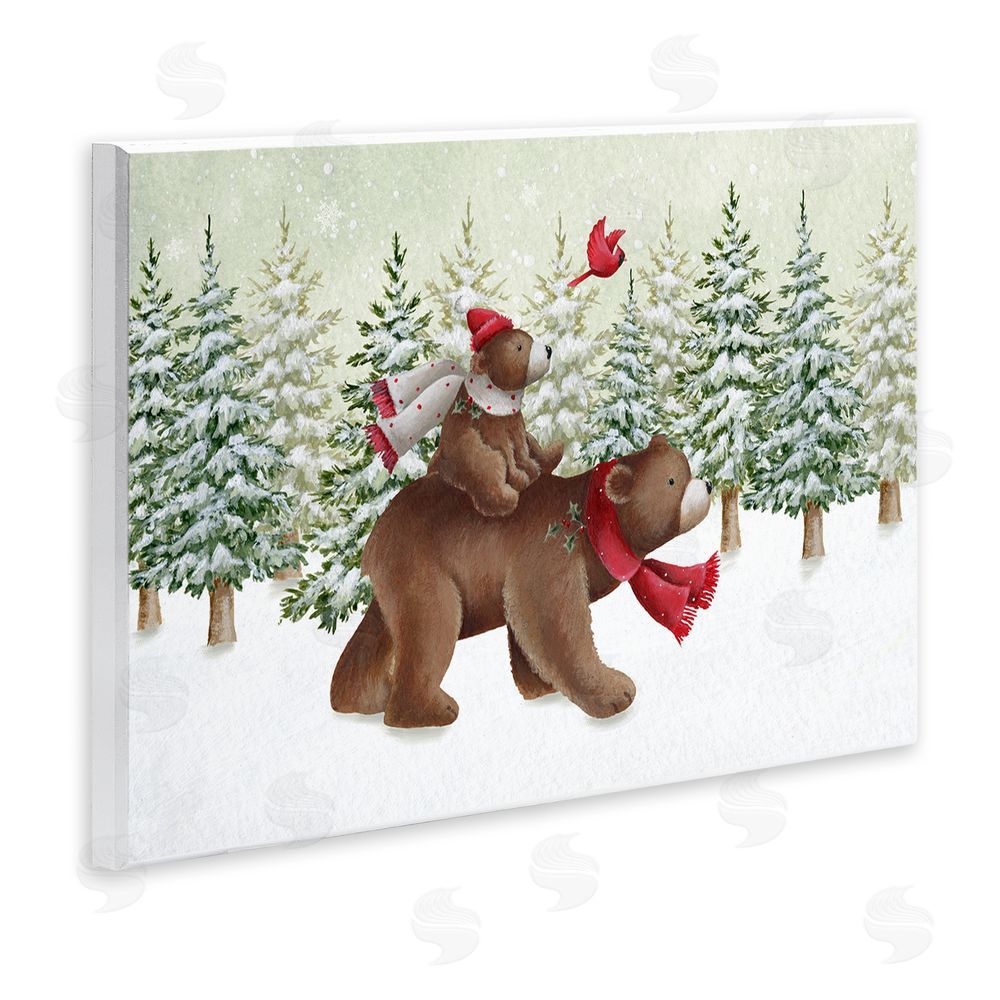 Emma Leach Bears in Snowy Scene Wall Plaque Art Print