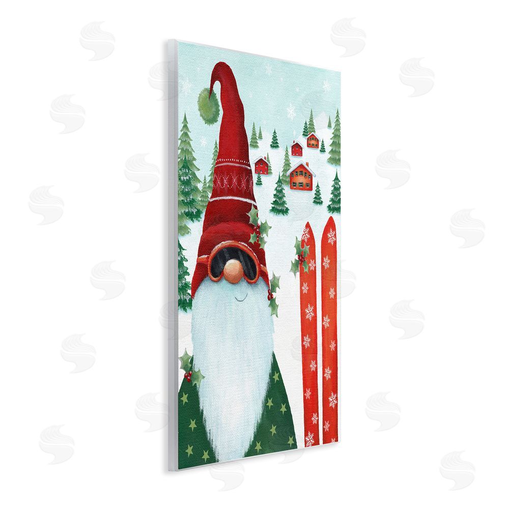 Emma Leach Gnome Skiing Winter Slopes Wall Plaque Art Print