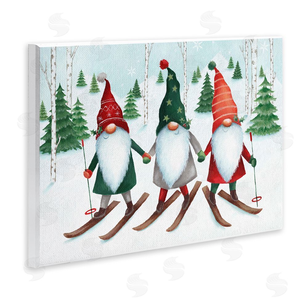 Emma Leach Gnome Trio Skiing Wall Plaque Art Print