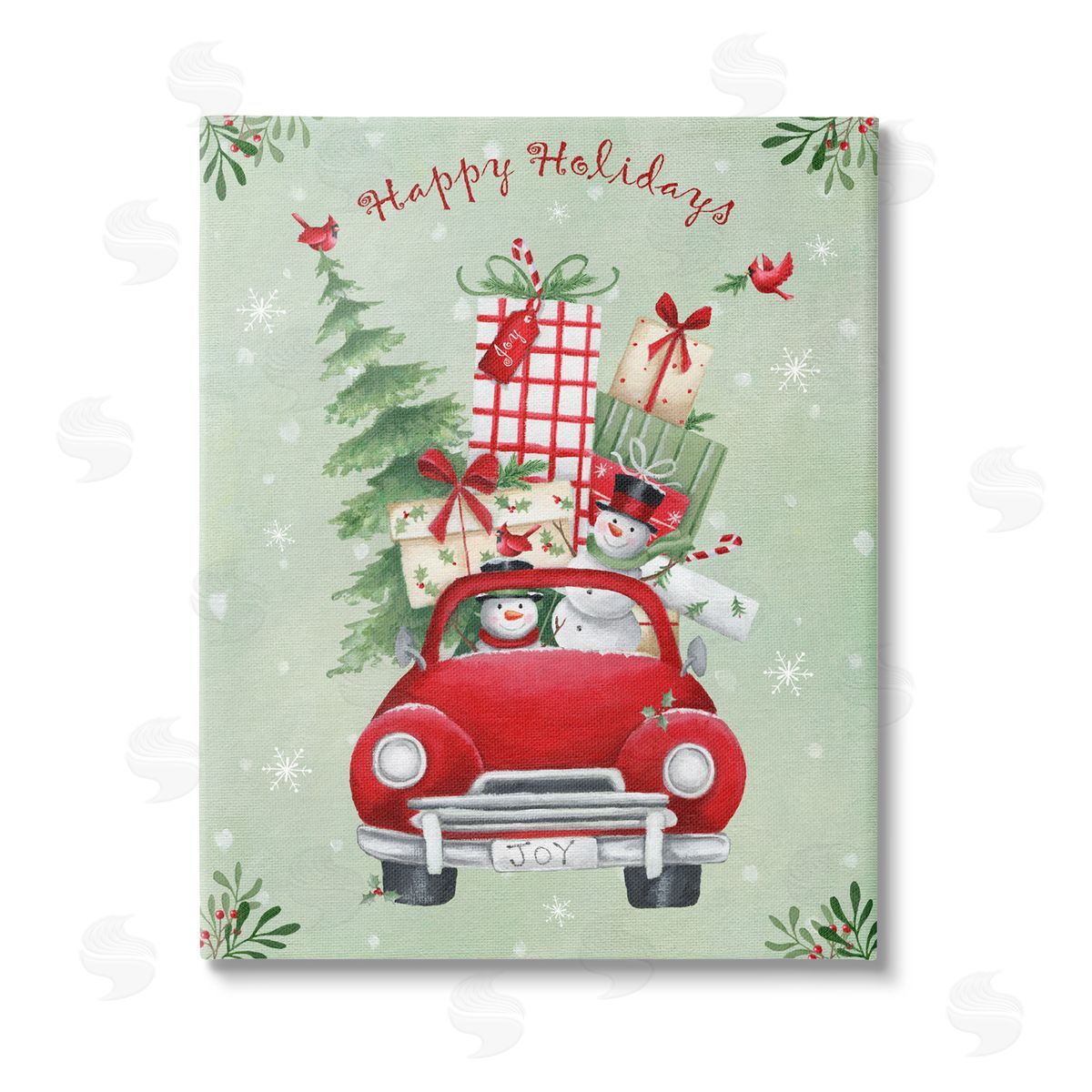 Emma Leach Holiday Stacked Gift Car Stretched Canvas Wall Art Print