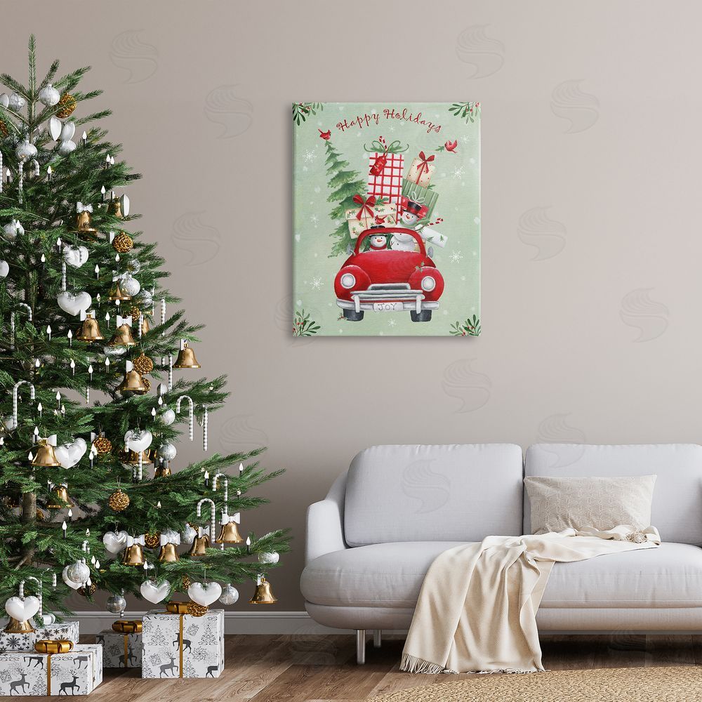 Emma Leach Holiday Stacked Gift Car Canvas Wall Art Print in Room