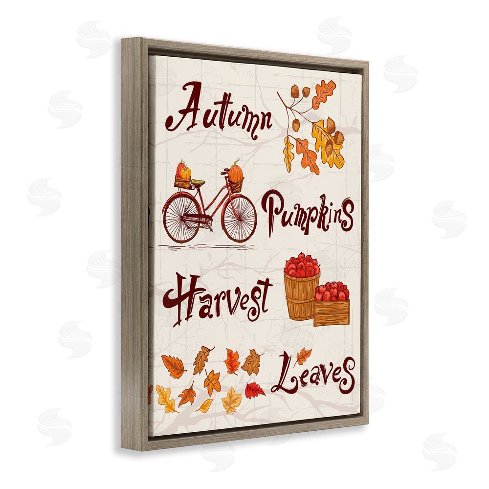 Diane Labombarbe Autumn Pumpkins Harvest Leaves Brown Floating Frame Canvas Wall Art Print