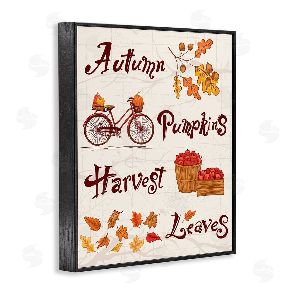 Diane Labombarbe Autumn Pumpkins Harvest Leaves Black Framed Giclee Wall Art Print