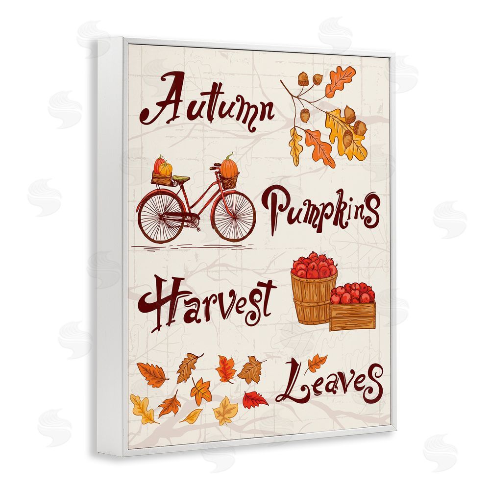 Diane Labombarbe Autumn Pumpkins Harvest Leaves White Framed Giclee Wall Art Print