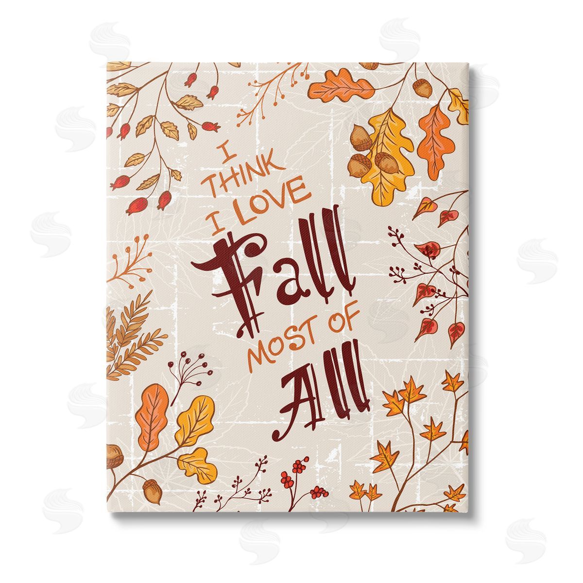 Diane Labombarbe Love Fall Leaf Border Stretched Canvas Wall Art Print