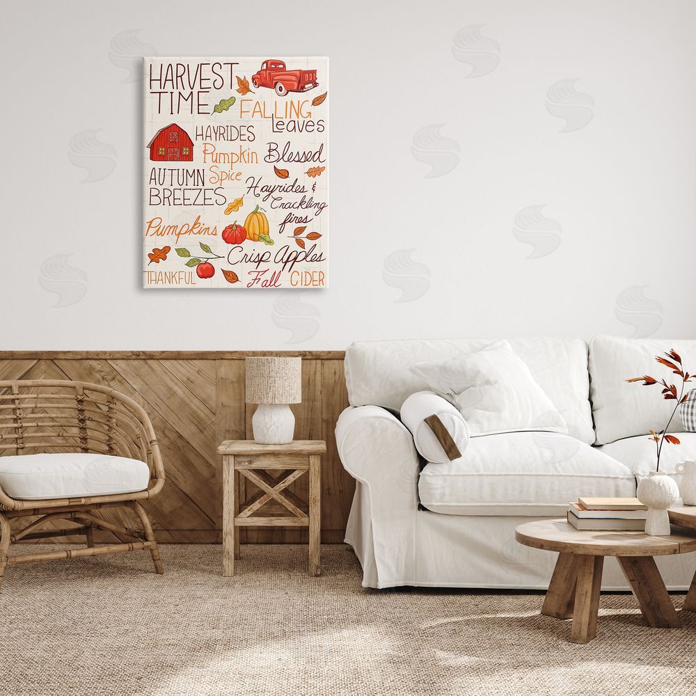Diane Labombarbe Cozy Fall Activities Canvas Wall Art Print in Room