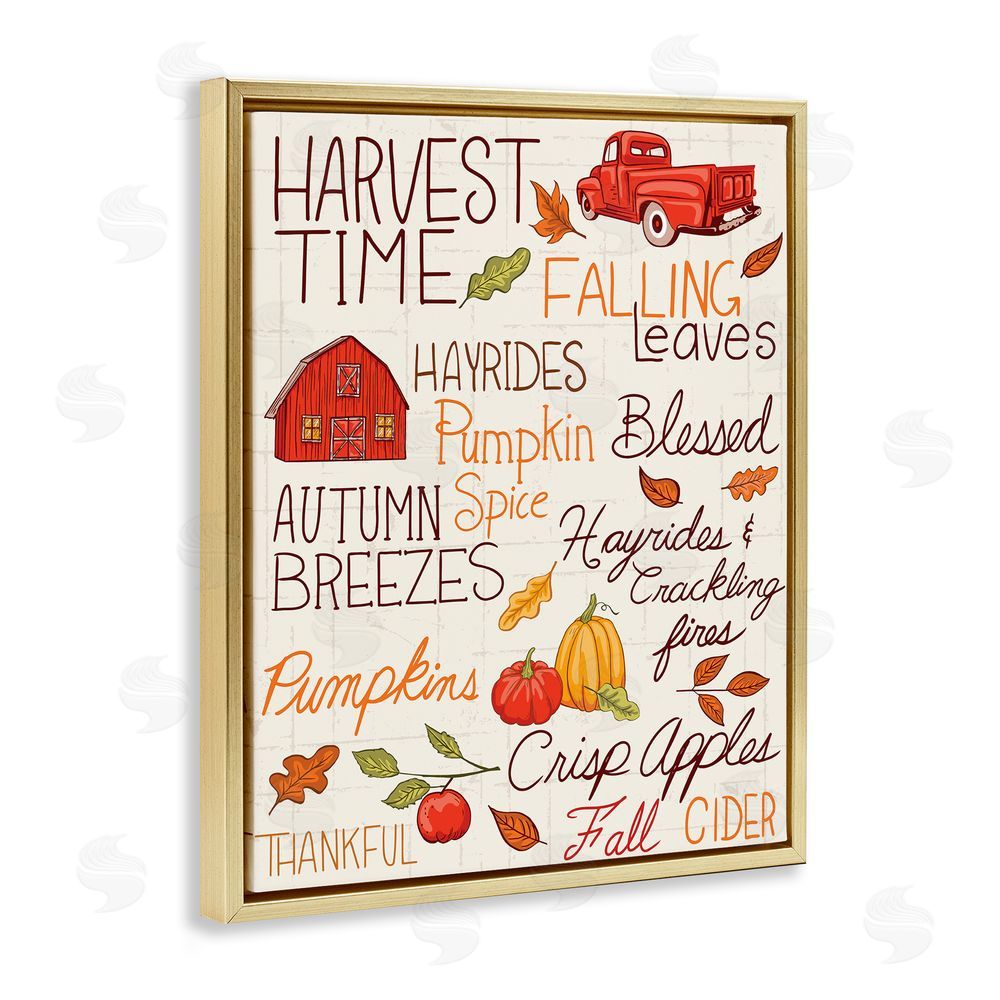 Diane Labombarbe Cozy Fall Activities Gold Floating Frame Canvas Wall Art Print