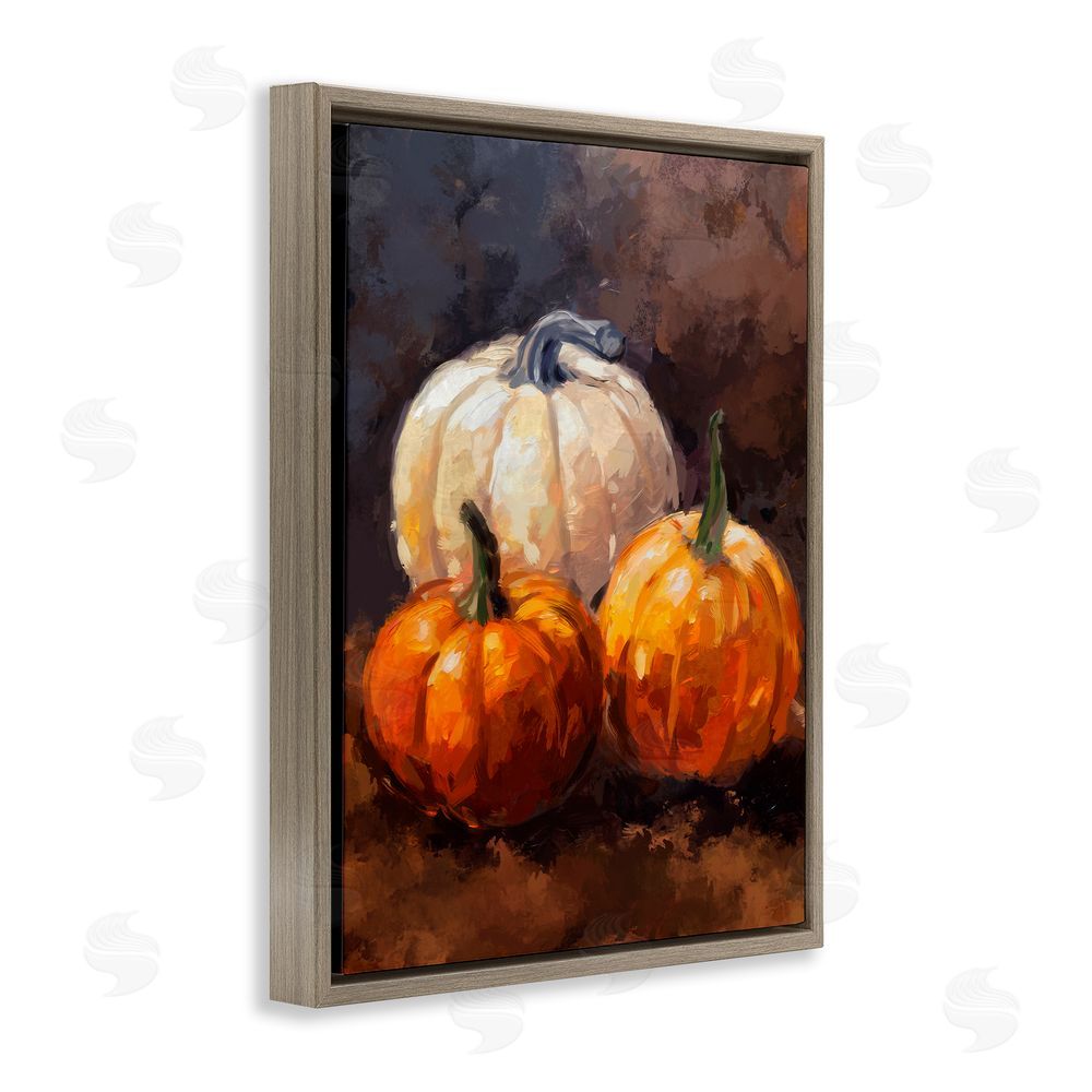 Ziwei Li Pumpkin Painting Still Life Brown Floating Frame Canvas Wall Art Print