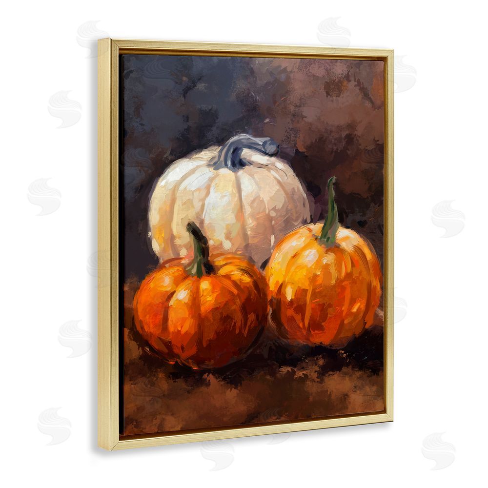 Ziwei Li Pumpkin Painting Still Life Gold Floating Frame Canvas Wall Art Print