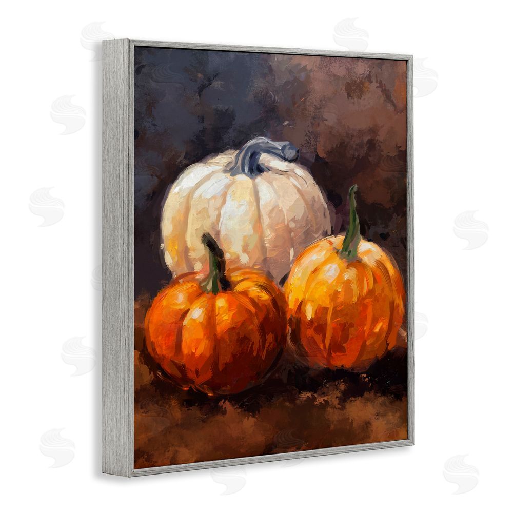 Ziwei Li Pumpkin Painting Still Life Gray Framed Giclee Wall Art Print