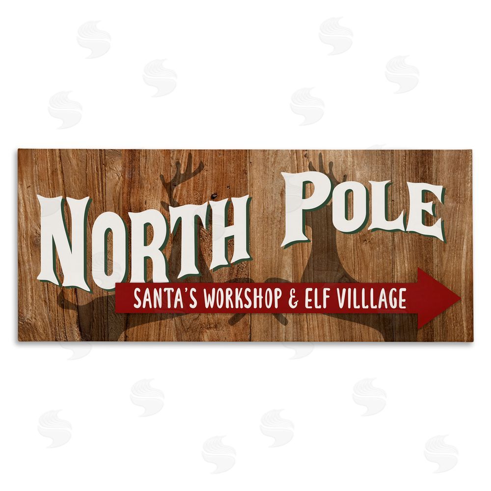 Kim Allen Rustic North Pole with Arrow Stretched Canvas Wall Art Print