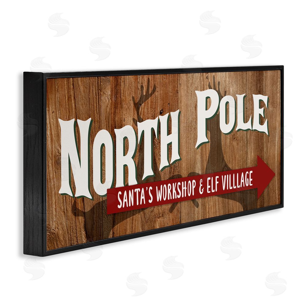 Kim Allen Rustic North Pole with Arrow Black Framed Giclee Wall Art Print