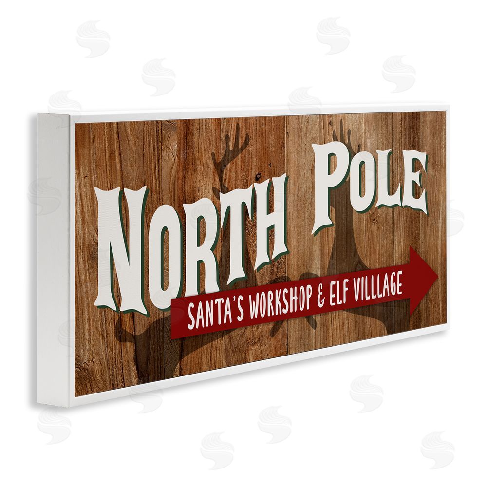 Kim Allen Rustic North Pole with Arrow White Framed Giclee Wall Art Print