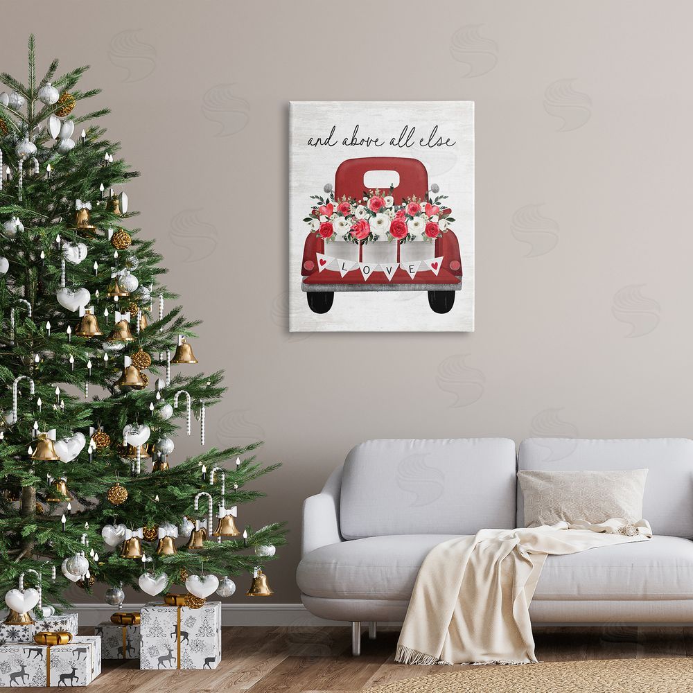 Lettered and Lined Love Above All Else Truck Canvas Wall Art Print in Room