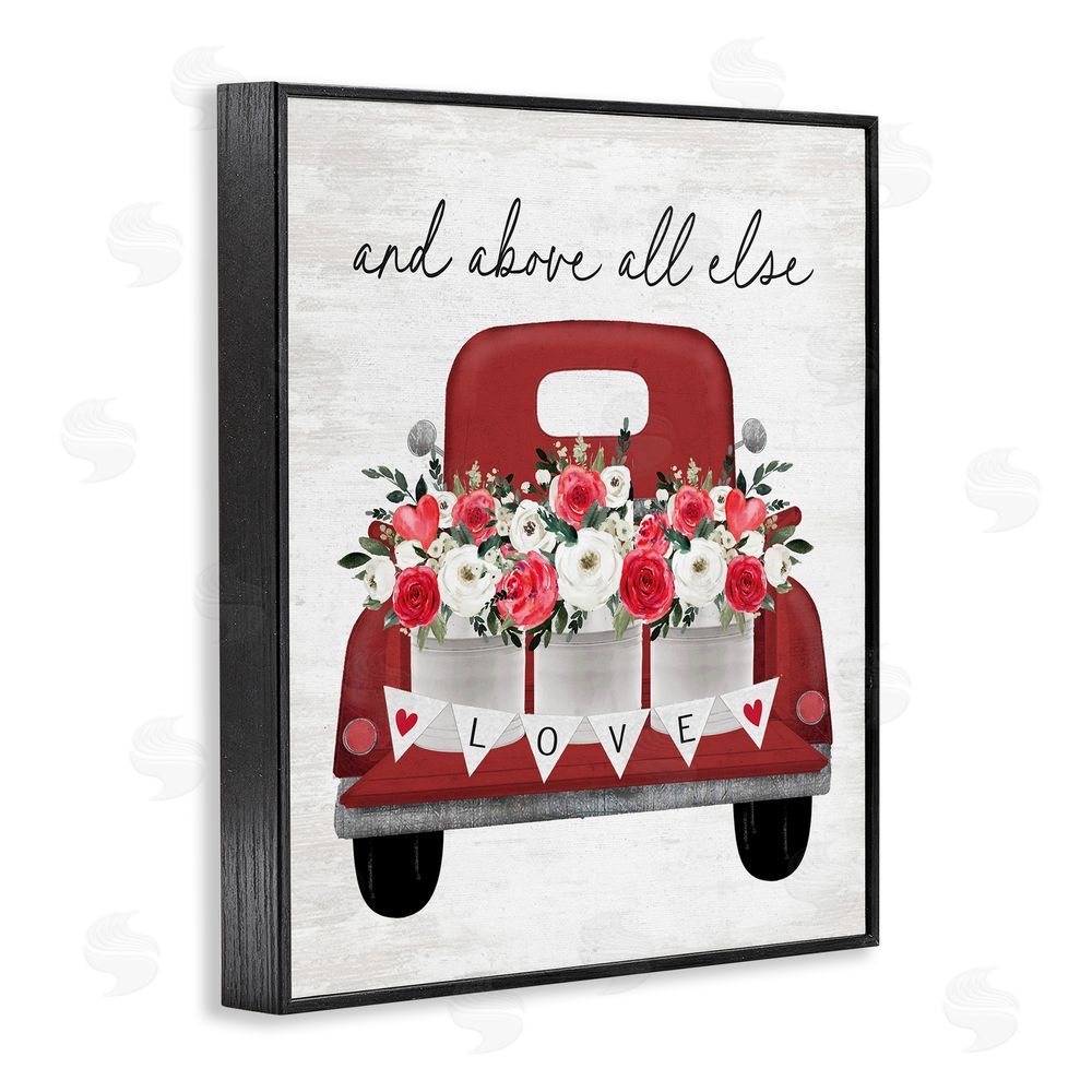 Lettered and Lined Love Above All Else Truck Black Framed Giclee Wall Art Print