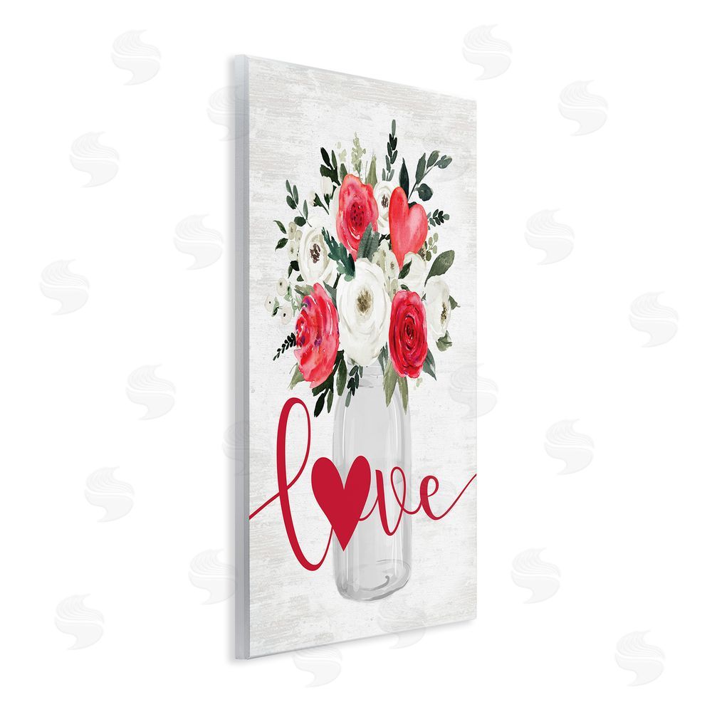 Lettered and Lined Floral Valentine's Love Bouquet Wall Plaque Art Print