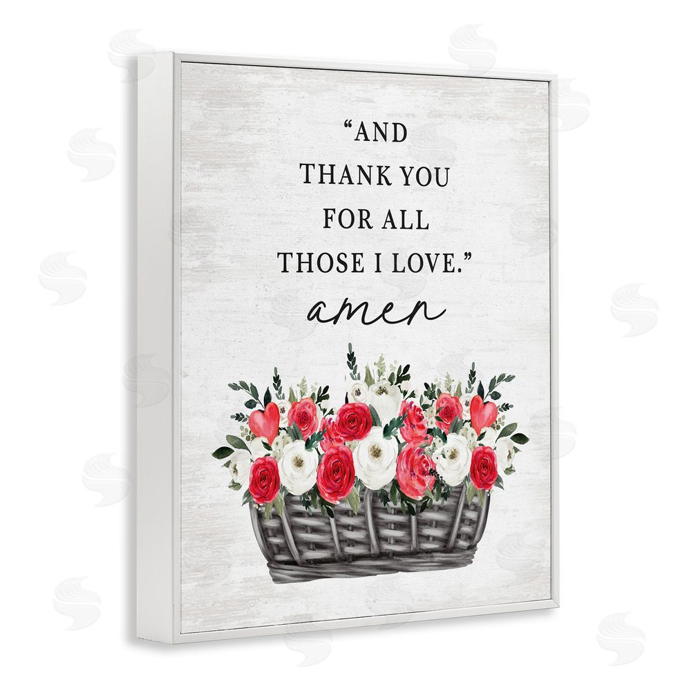 Lettered and Lined Thank You Loving Rose Blooms White Framed Giclee Wall Art Print