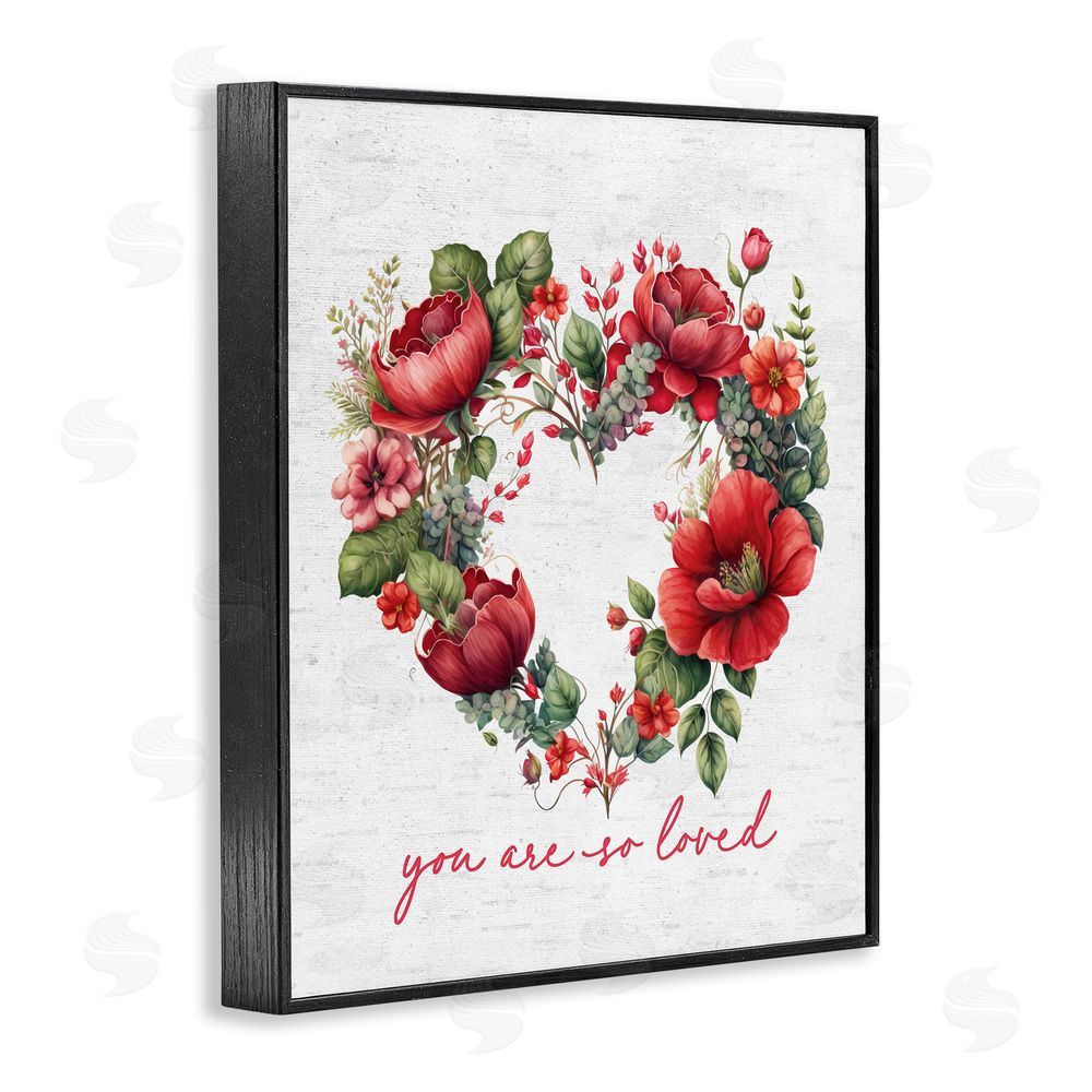 Lettered and Lined Valentine's Heart Shaped Wreath Black Framed Giclee Wall Art Print