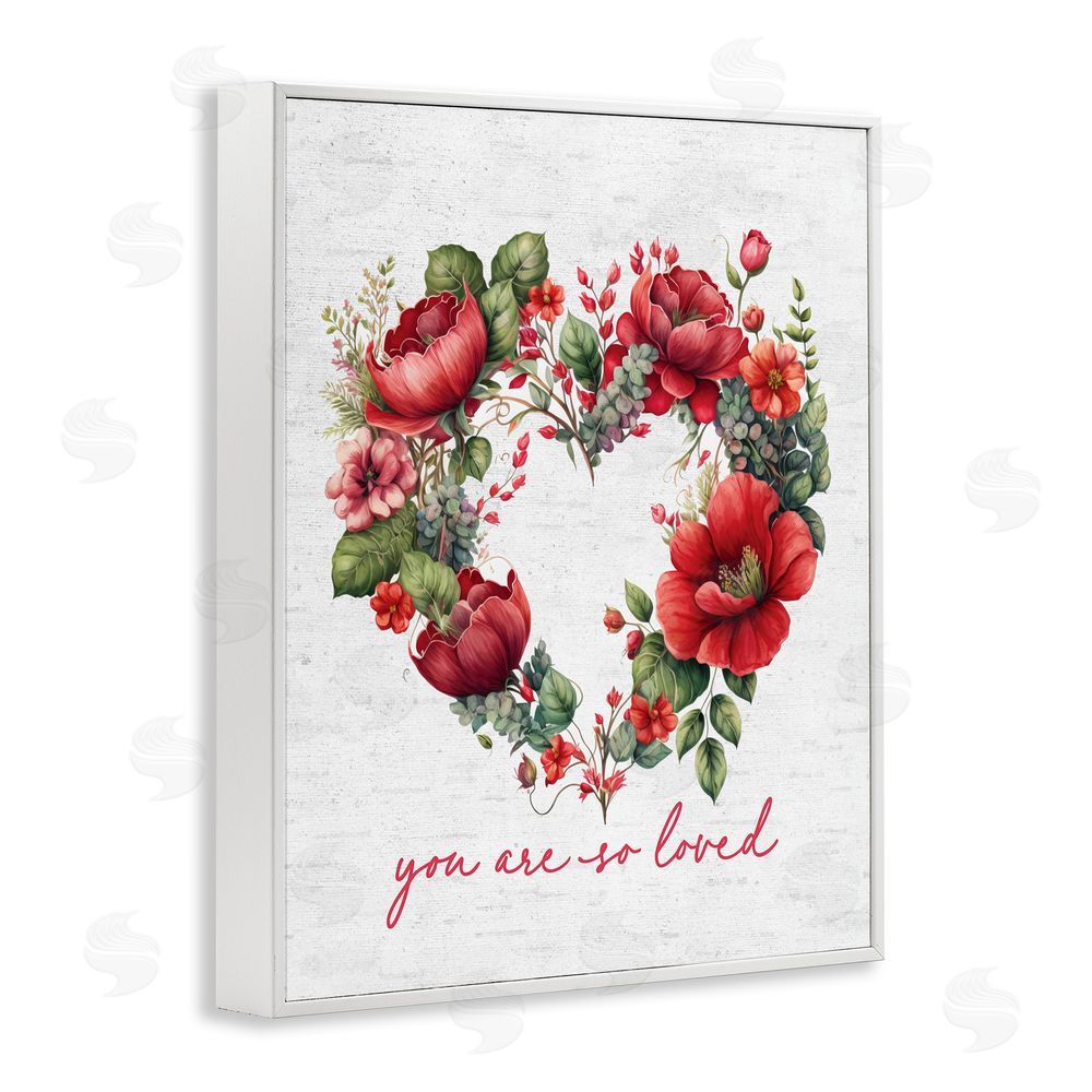 Lettered and Lined Valentine's Heart Shaped Wreath White Framed Giclee Wall Art Print
