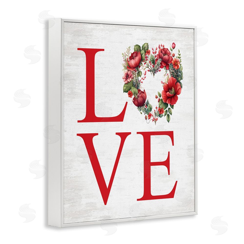 Lettered and Lined Love with Heart Wreath White Framed Giclee Wall Art Print