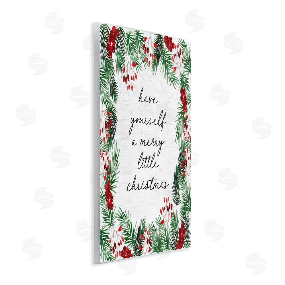 Lettered and Lined Merry Little Christmas Script Wall Plaque Art Print