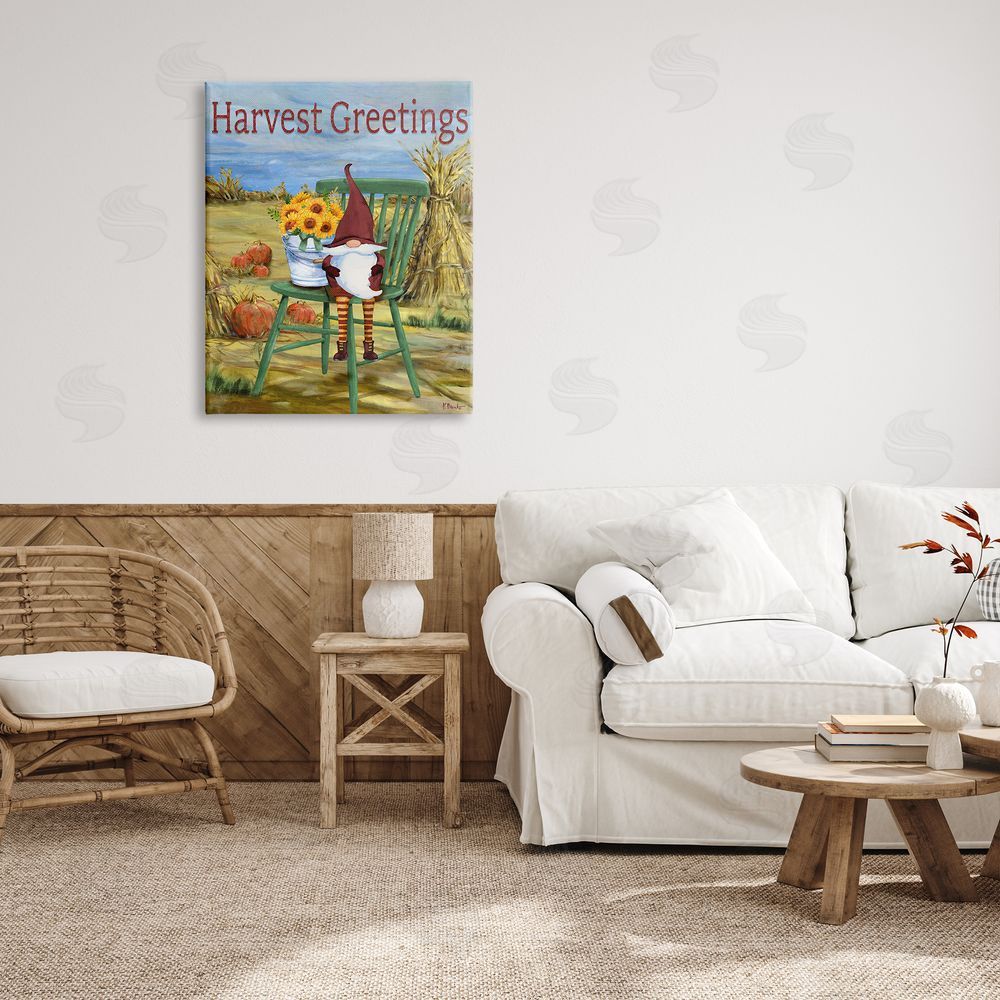 Paul Brent Harvest Greetings Gnome Canvas Wall Art Print in Room