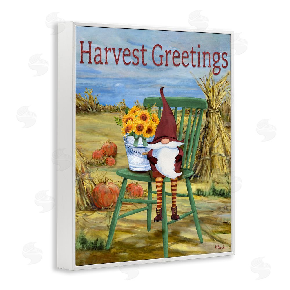 Paul Brent Harvest Greetings Gnome White Framed Giclee Wall Art Print