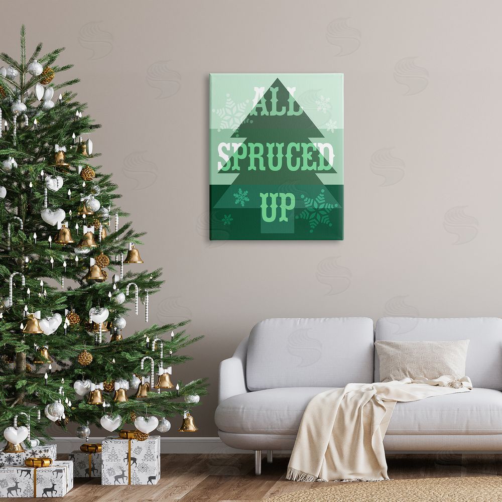 Stupell Studio All Spruced Up Holiday Pun Canvas Wall Art Print in Room