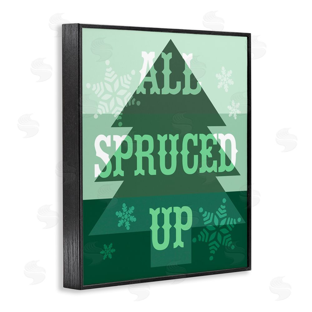 Stupell Studio All Spruced Up Holiday Pun Black Framed Giclee Wall Art Print