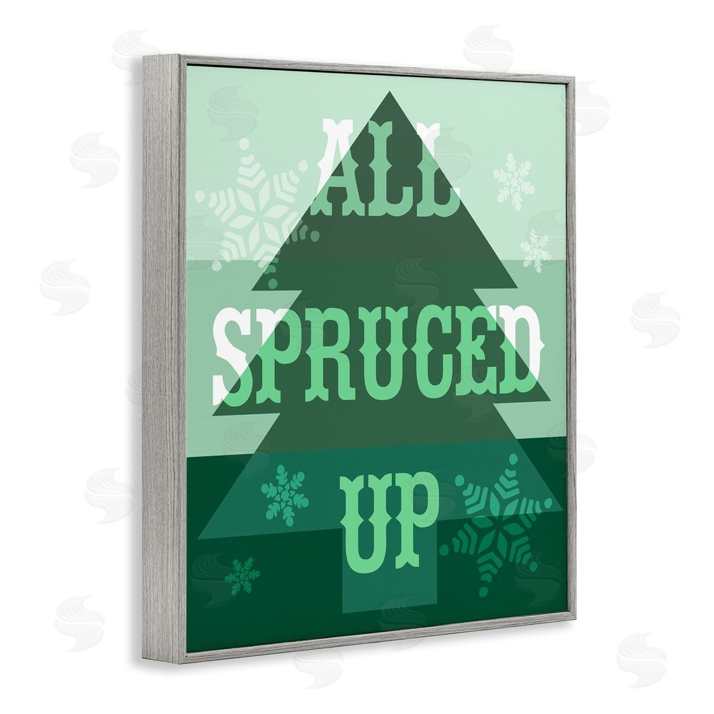 Stupell Studio All Spruced Up Holiday Pun Gray Framed Giclee Wall Art Print