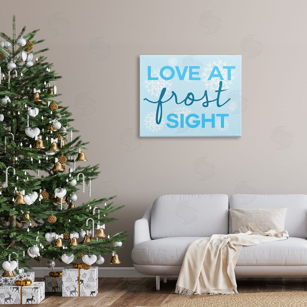 Stupell Studio Love at Frost Sight Pun Canvas Wall Art Print in Room