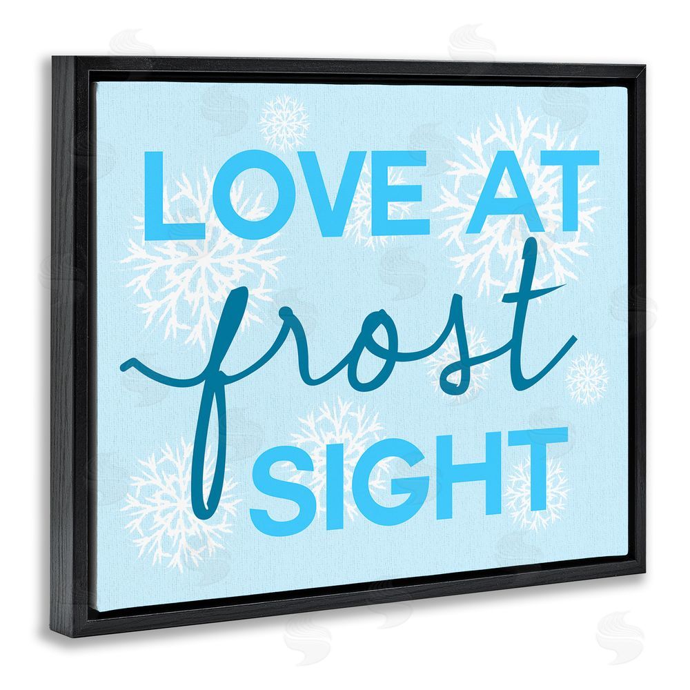 Stupell Studio Love at Frost Sight Pun Black Floating Frame Canvas Wall Art Print