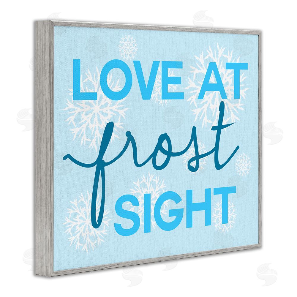 Stupell Studio Love at Frost Sight Pun Gray Framed Giclee Wall Art Print