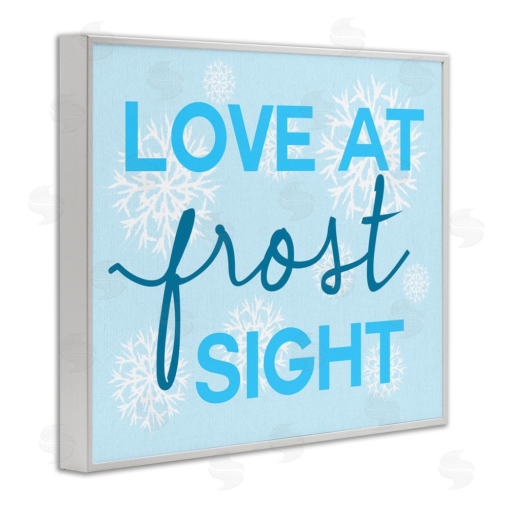 Stupell Studio Love at Frost Sight Pun White Framed Giclee Wall Art Print