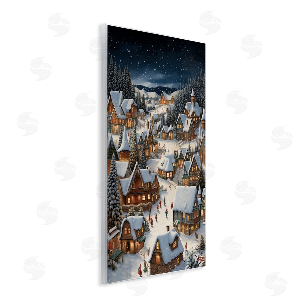RB Snowy Christmas Village Wall Plaque Art Print