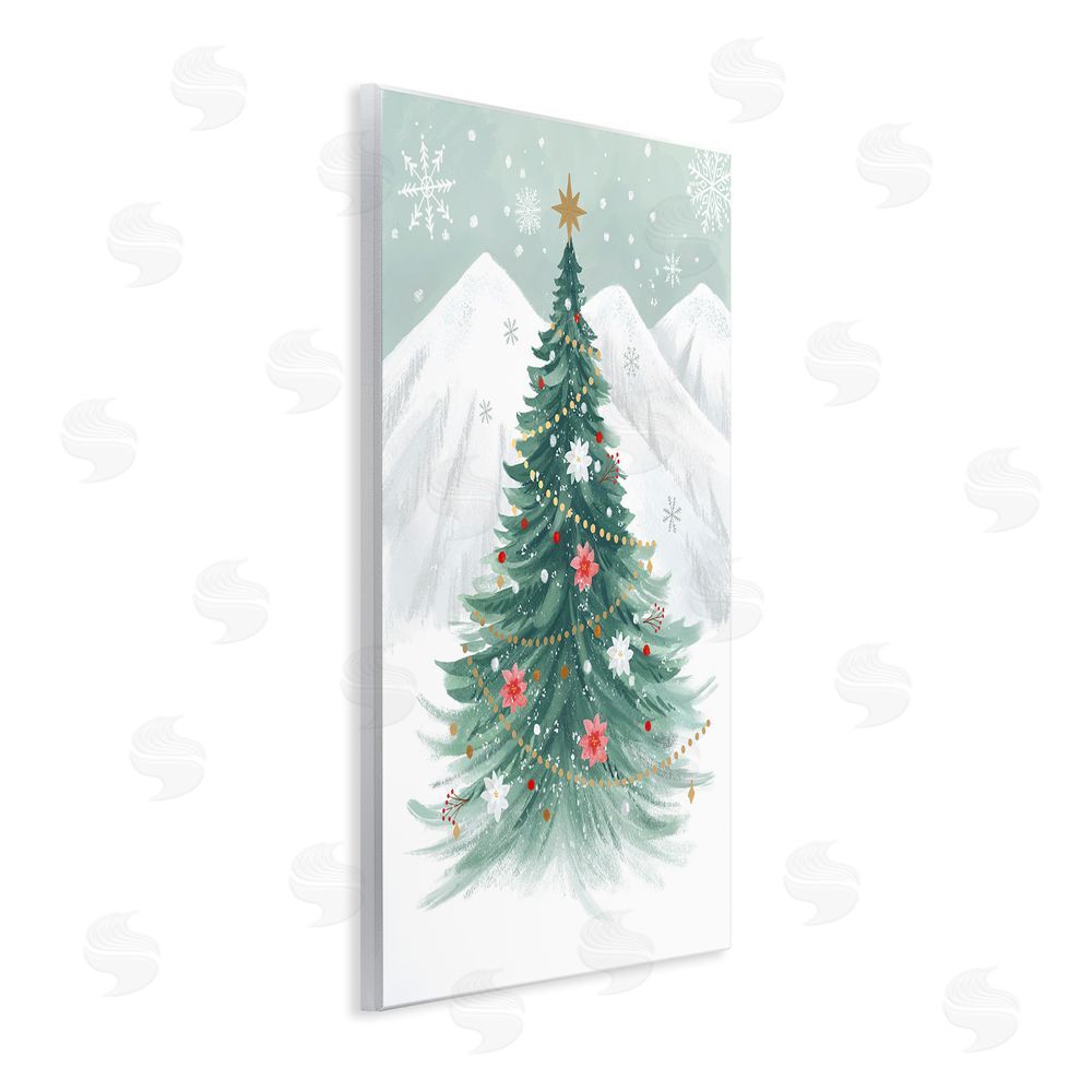 Sharon Lee Subtle Christmas Tree in Snow Wall Plaque Art Print
