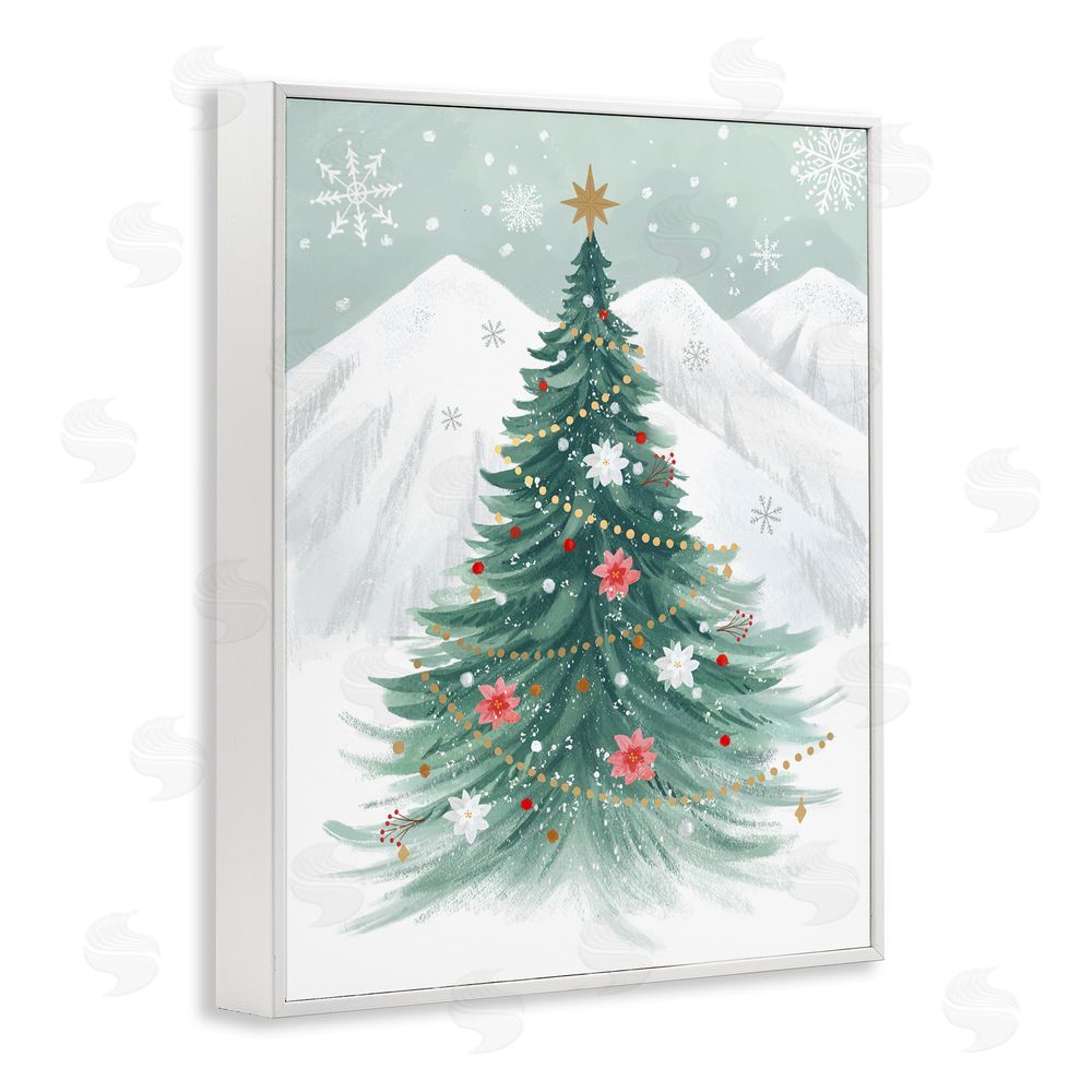 Sharon Lee Subtle Christmas Tree in Snow White Framed Giclee Wall Art Print