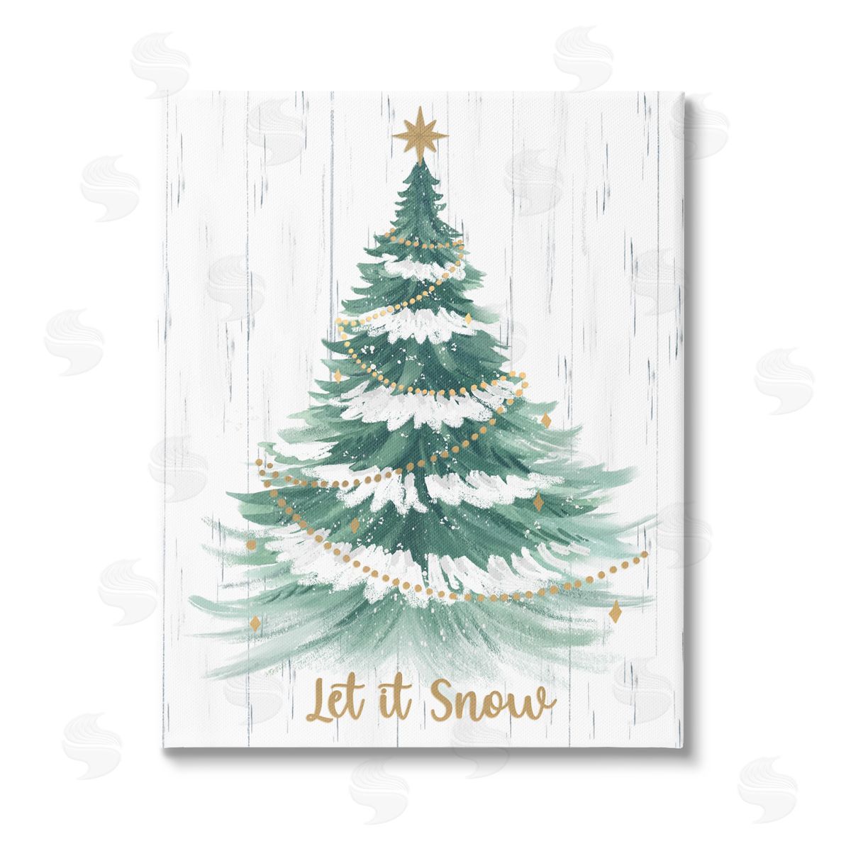 Sharon Lee Let it Snow Rustic Tree Stretched Canvas Wall Art Print