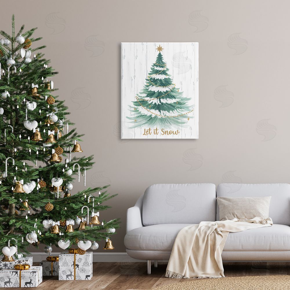 Sharon Lee Let it Snow Rustic Tree Canvas Wall Art Print in Room