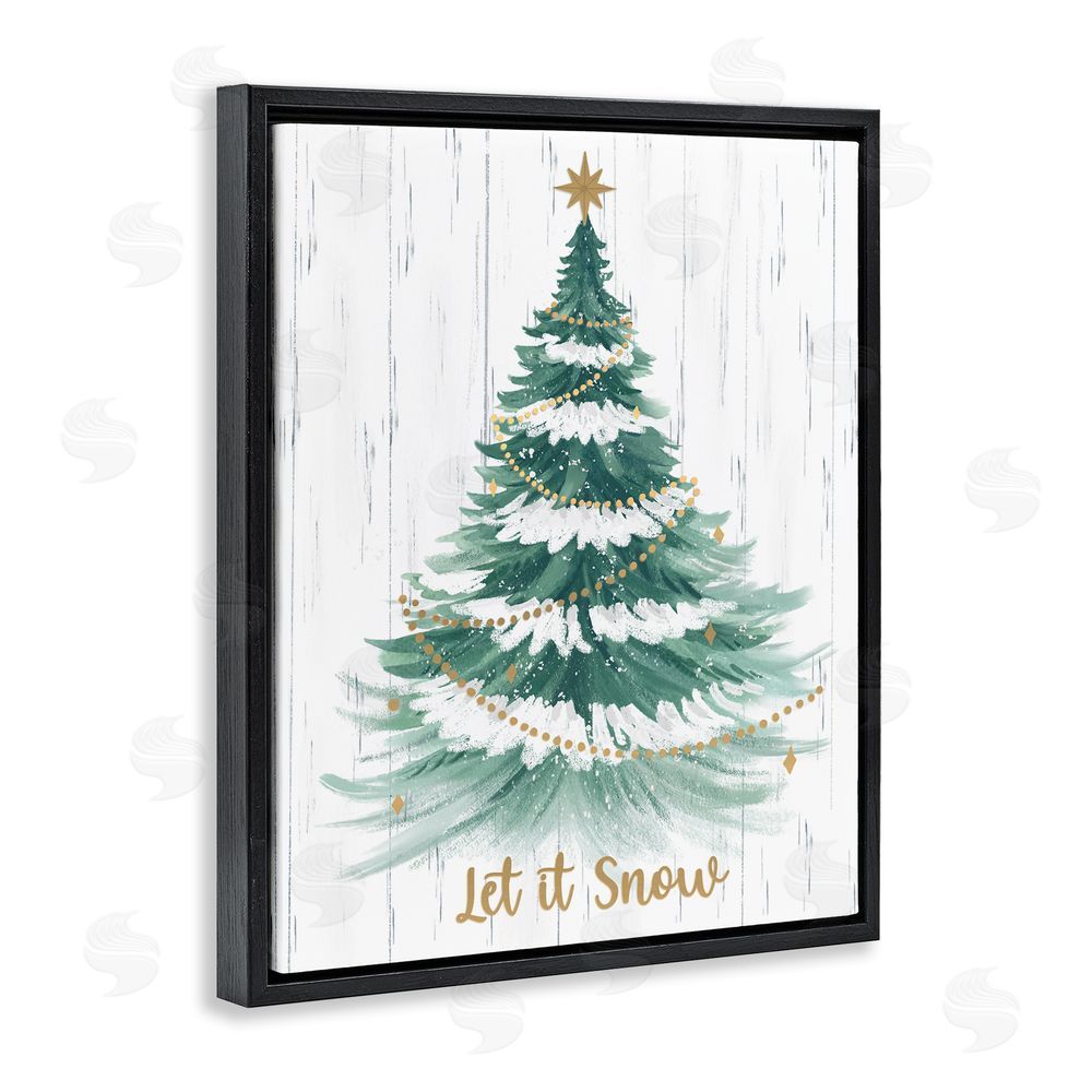 Sharon Lee Let it Snow Rustic Tree Black Floating Frame Canvas Wall Art Print