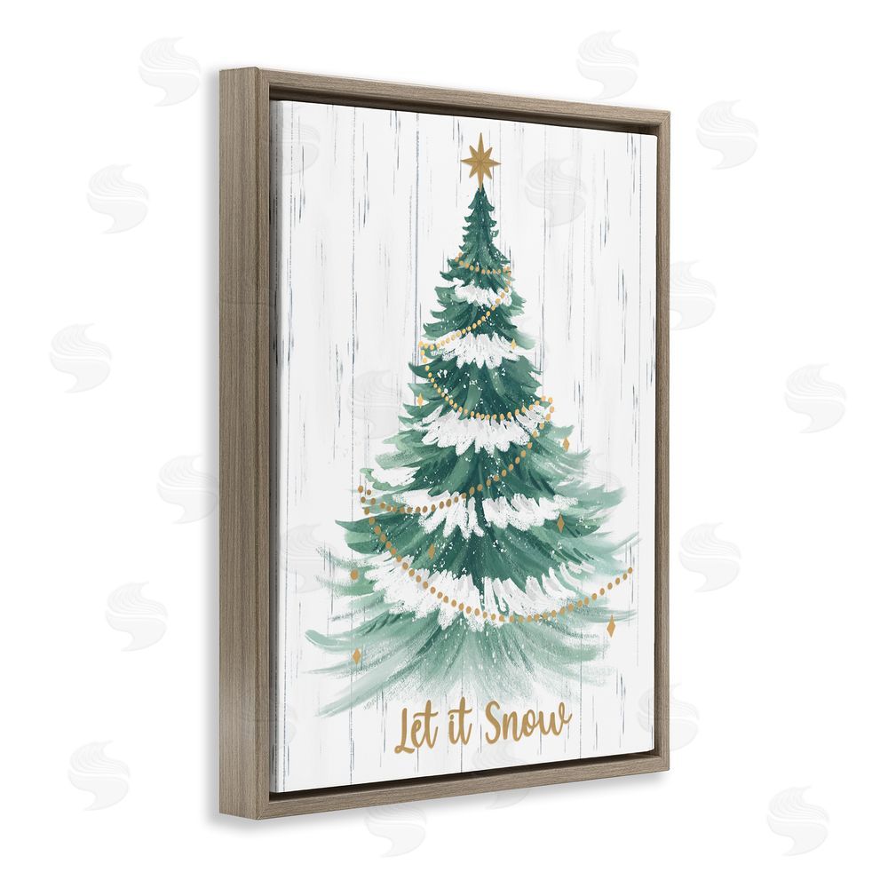 Sharon Lee Let it Snow Rustic Tree Brown Floating Frame Canvas Wall Art Print