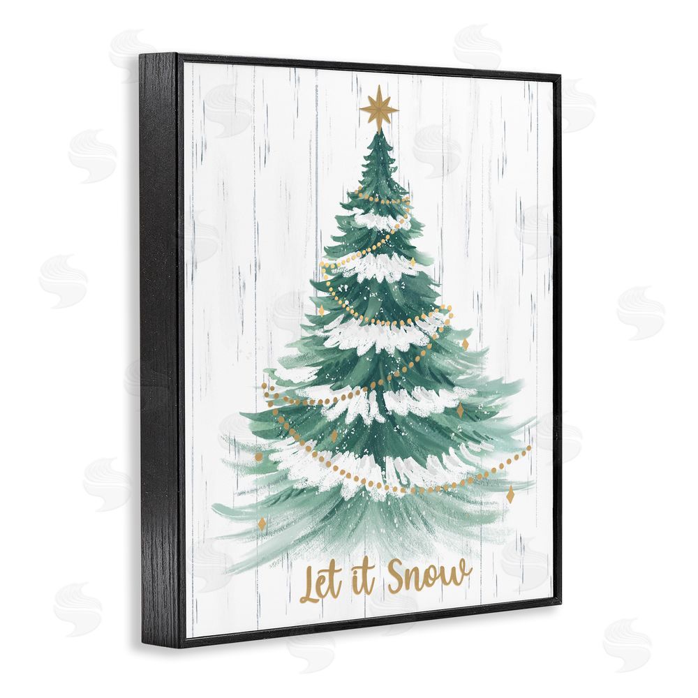 Sharon Lee Let it Snow Rustic Tree Black Framed Giclee Wall Art Print